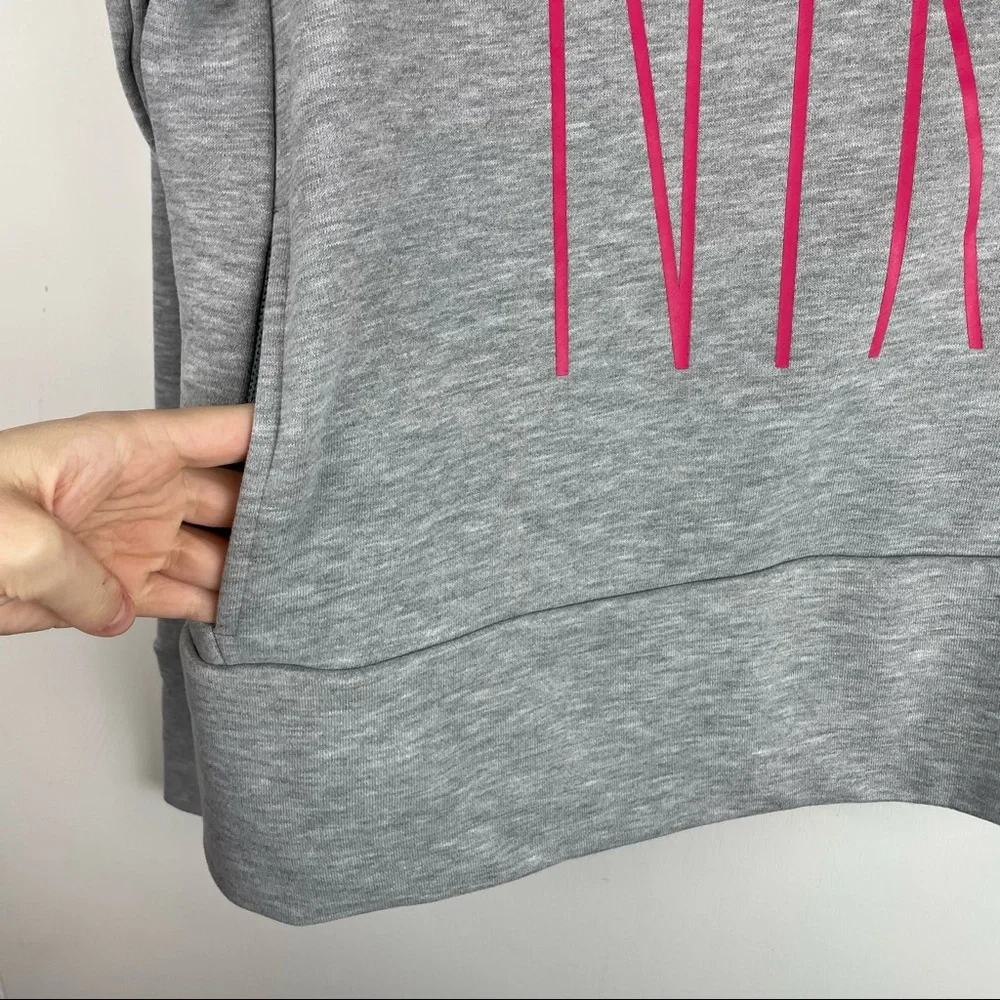 Nike Dri Fit Grey Pink Logo Hoodie Sz Medium